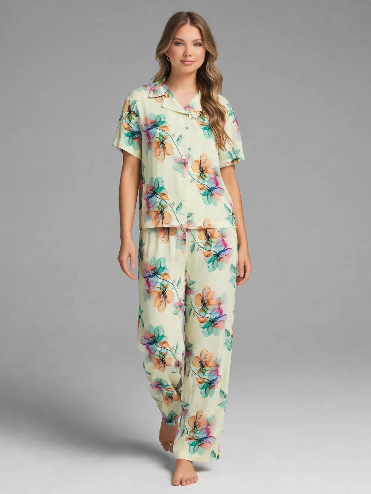 Yellow Floral Pajama Set