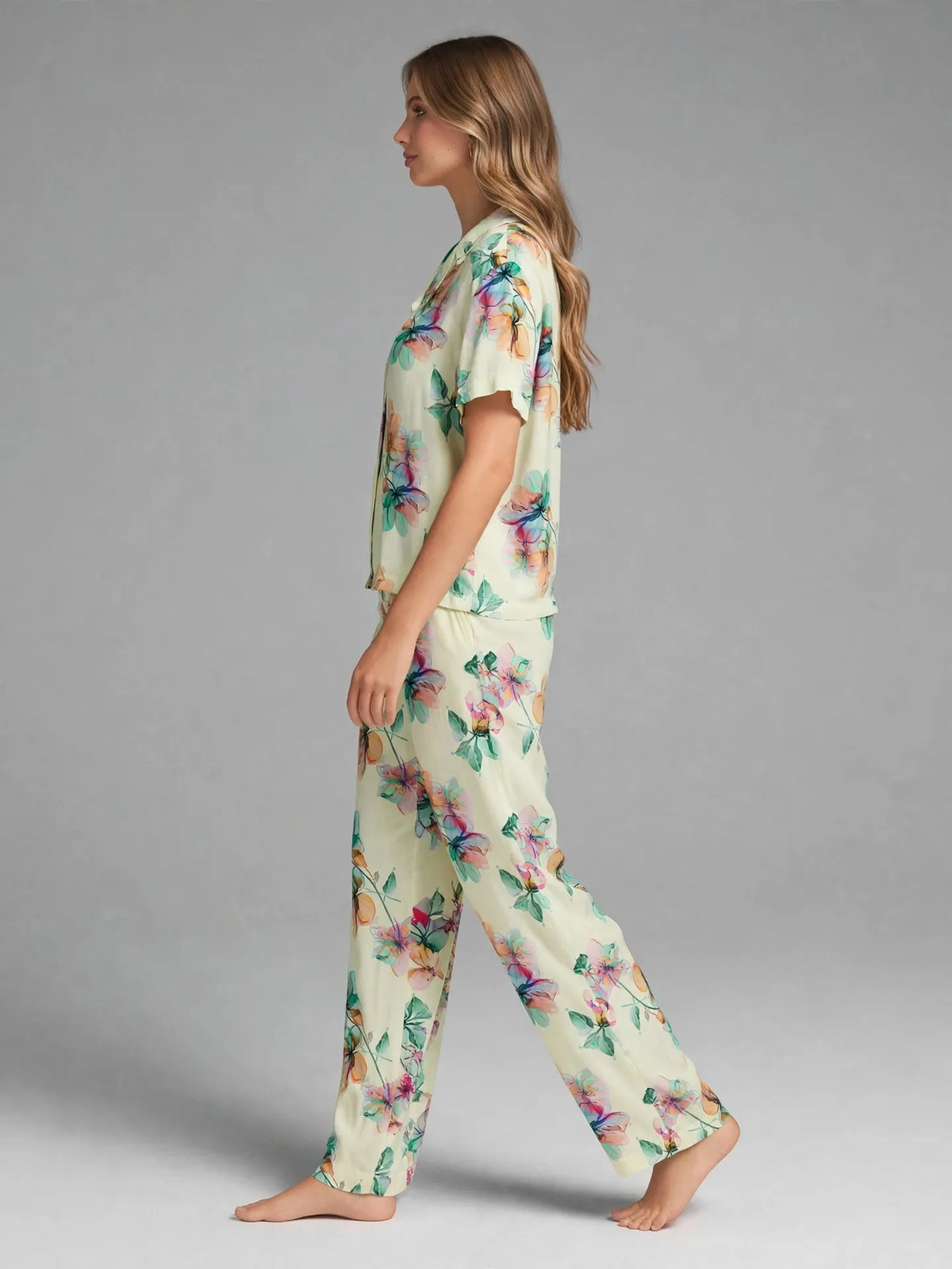 Yellow Floral Pajama Set