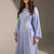 Blue Textured Back-Tie Maxi Dress