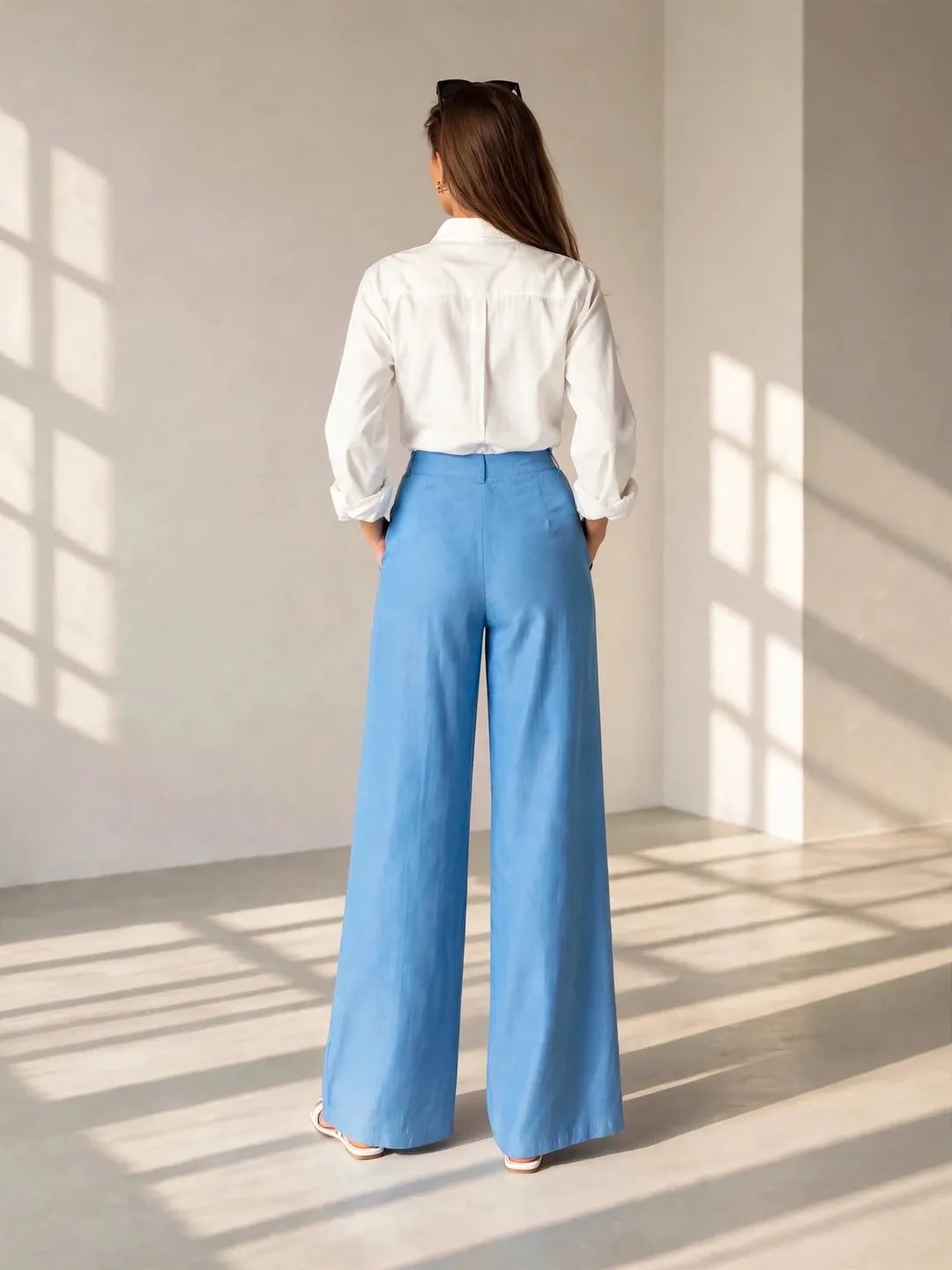 Blue Denim-Look Pants
