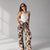 Brown Floral Wide Leg Pants