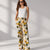 Green Floral Wide Leg Pants
