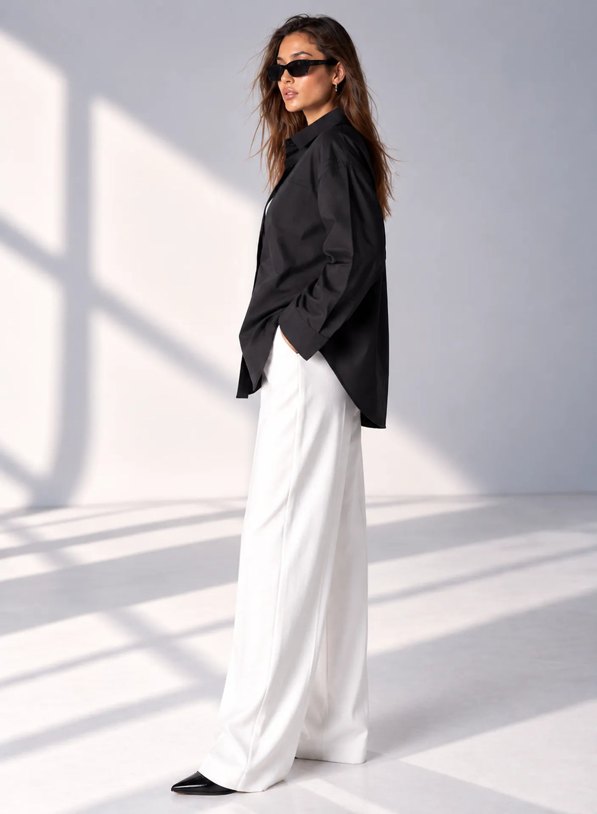 Black Poplin Oversized Shirt