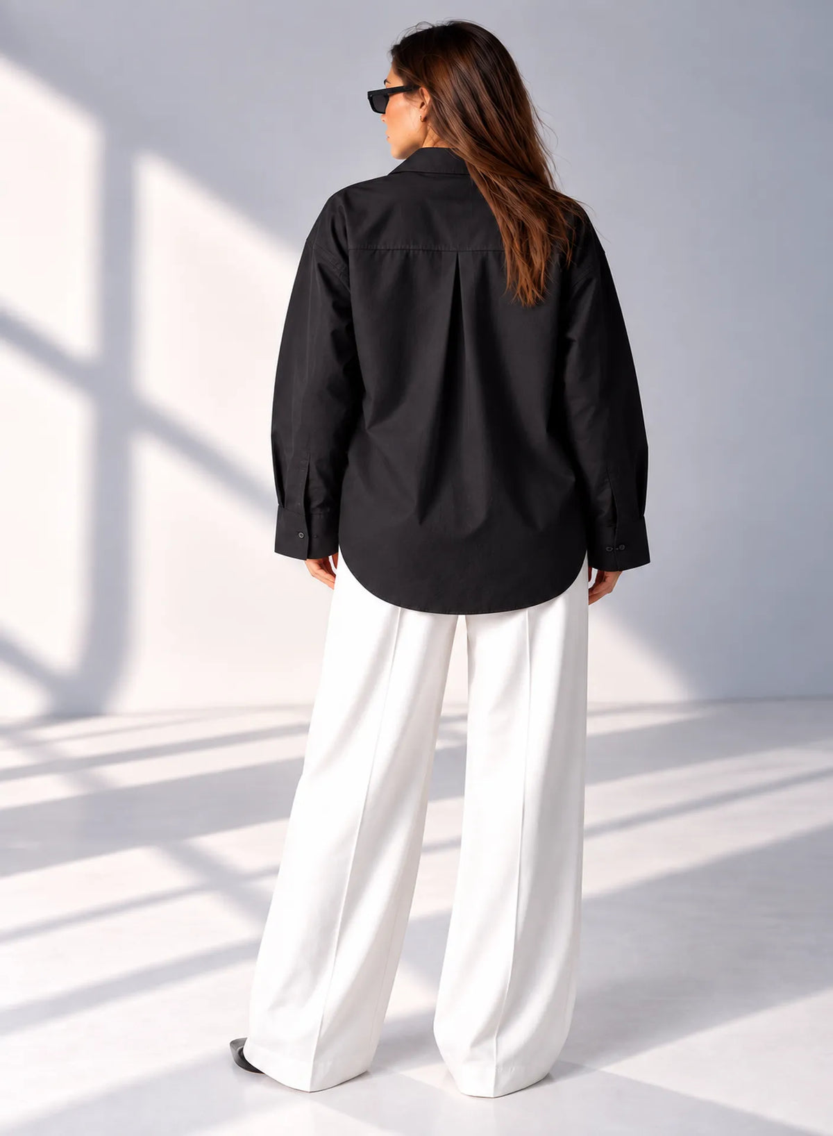 Black Poplin Oversized Shirt