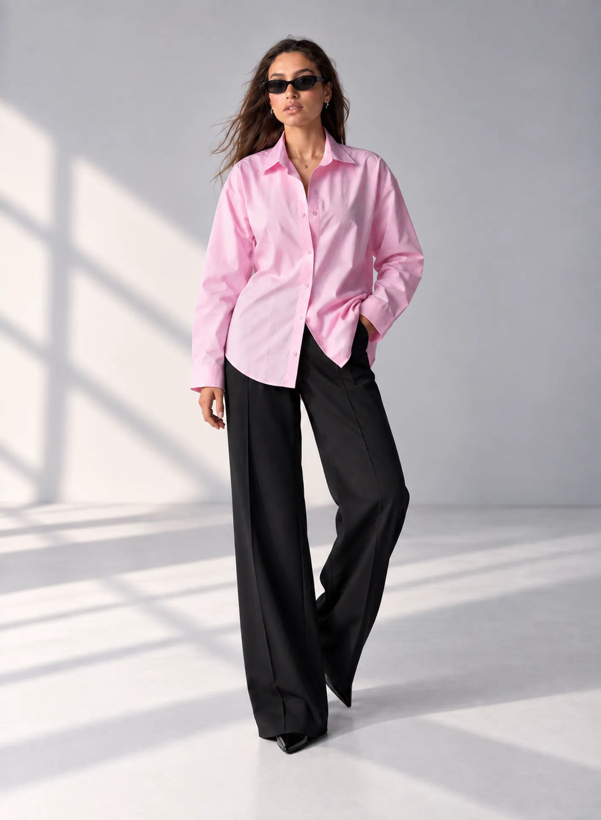 Pink Poplin Oversized Shirt