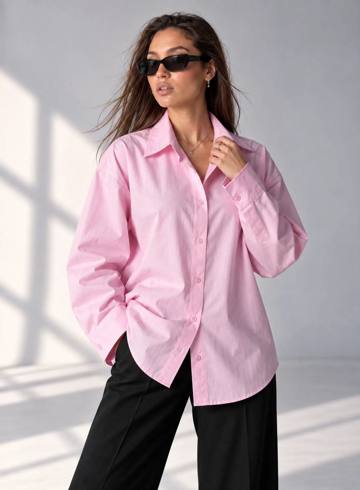 Pink Poplin Oversized Shirt