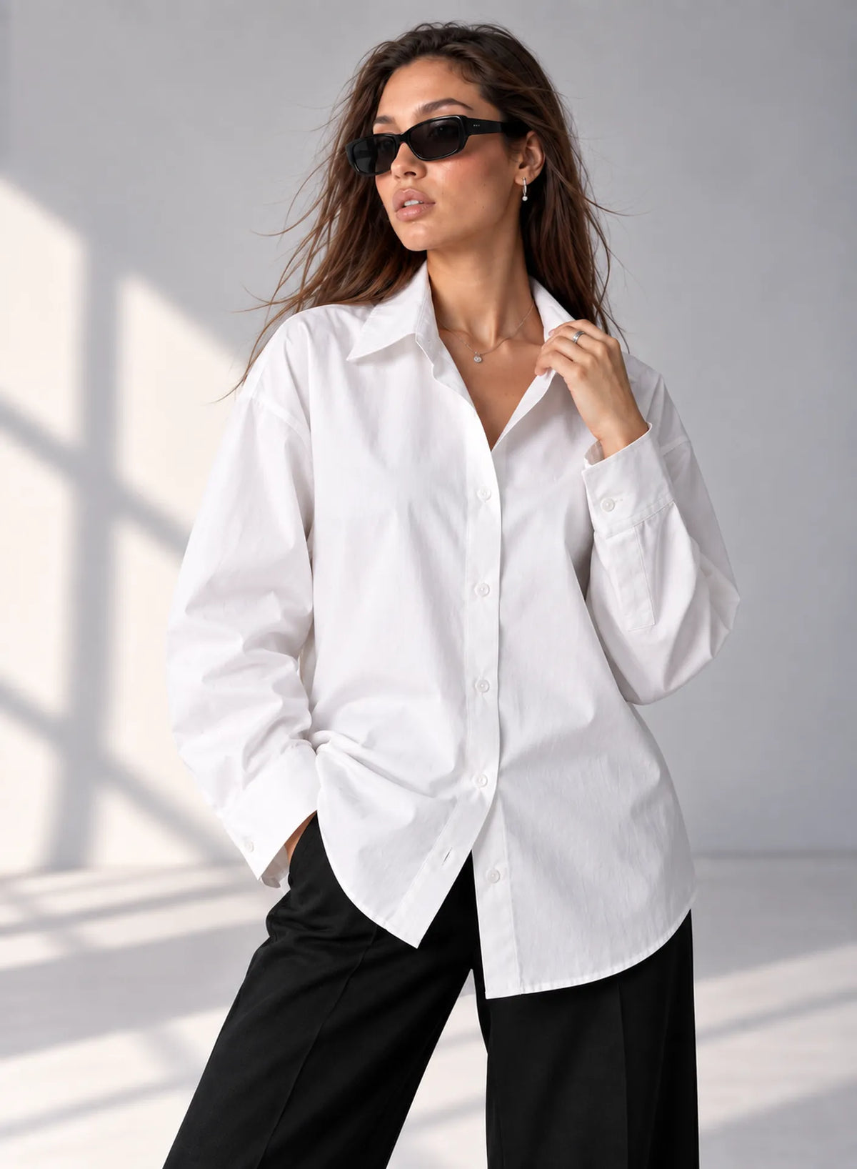 White Poplin Oversized Shirt