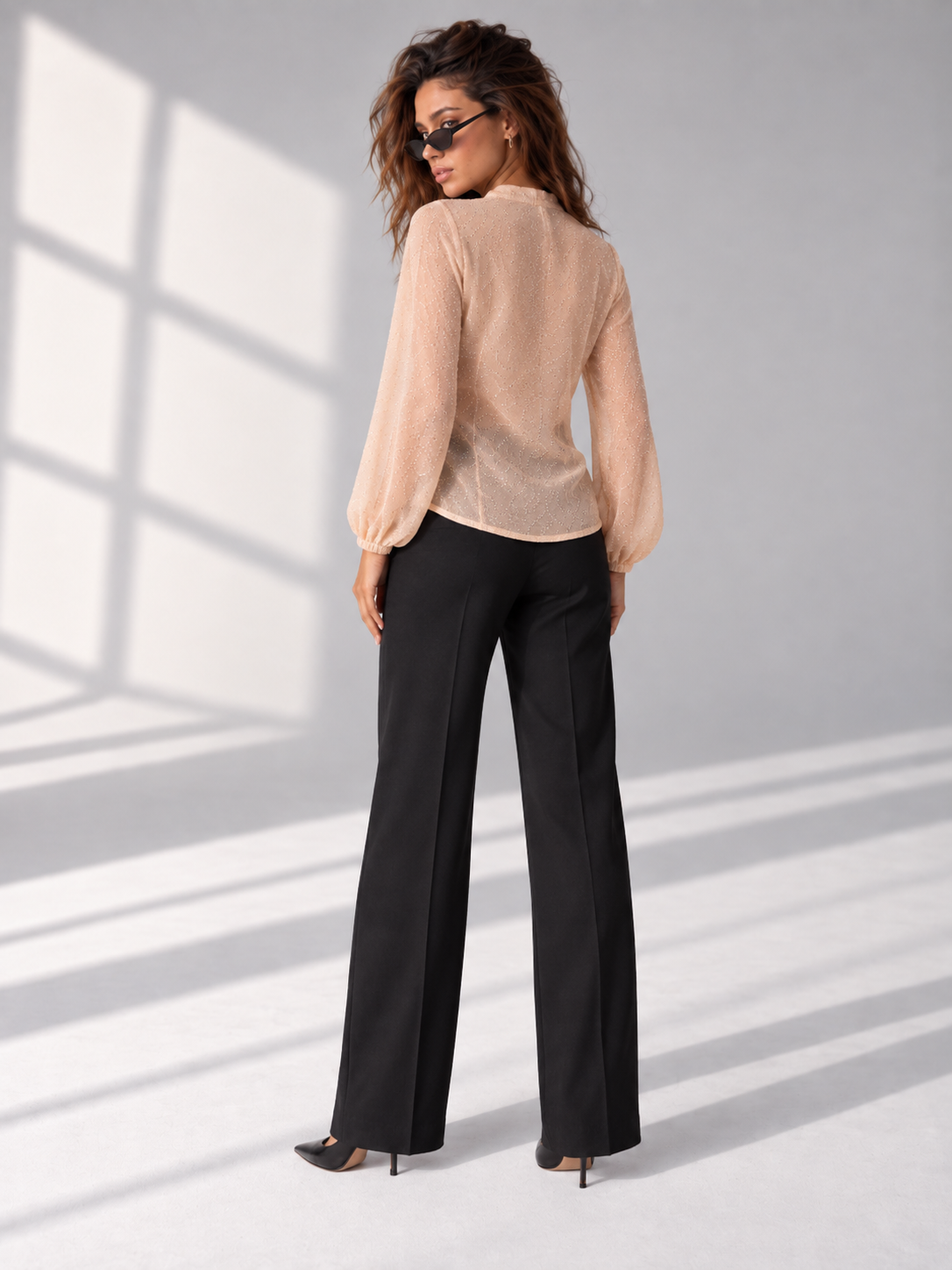 Beige Sparkle Embroidered blouse