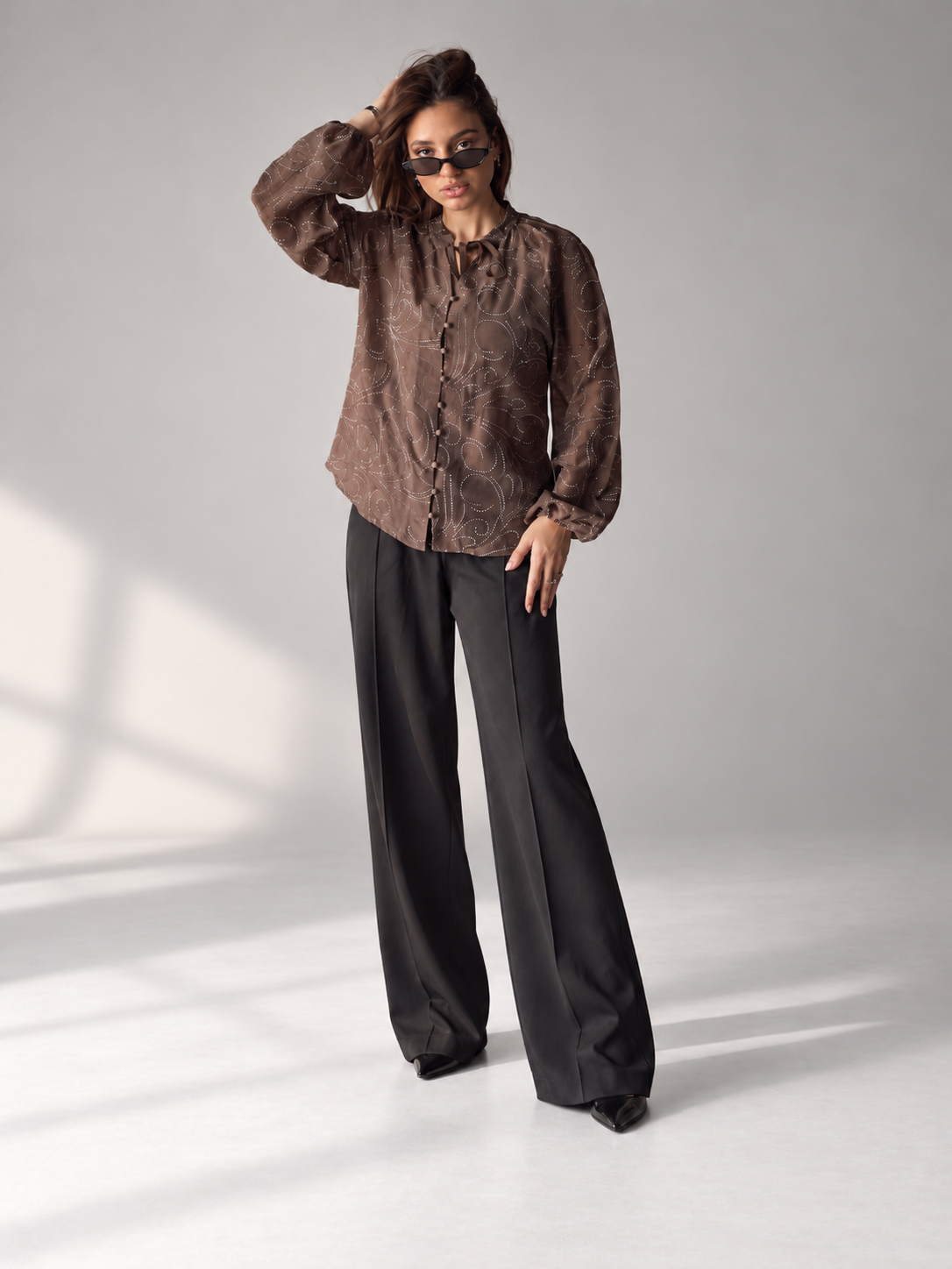 Brown Sparkle Embroidered blouse