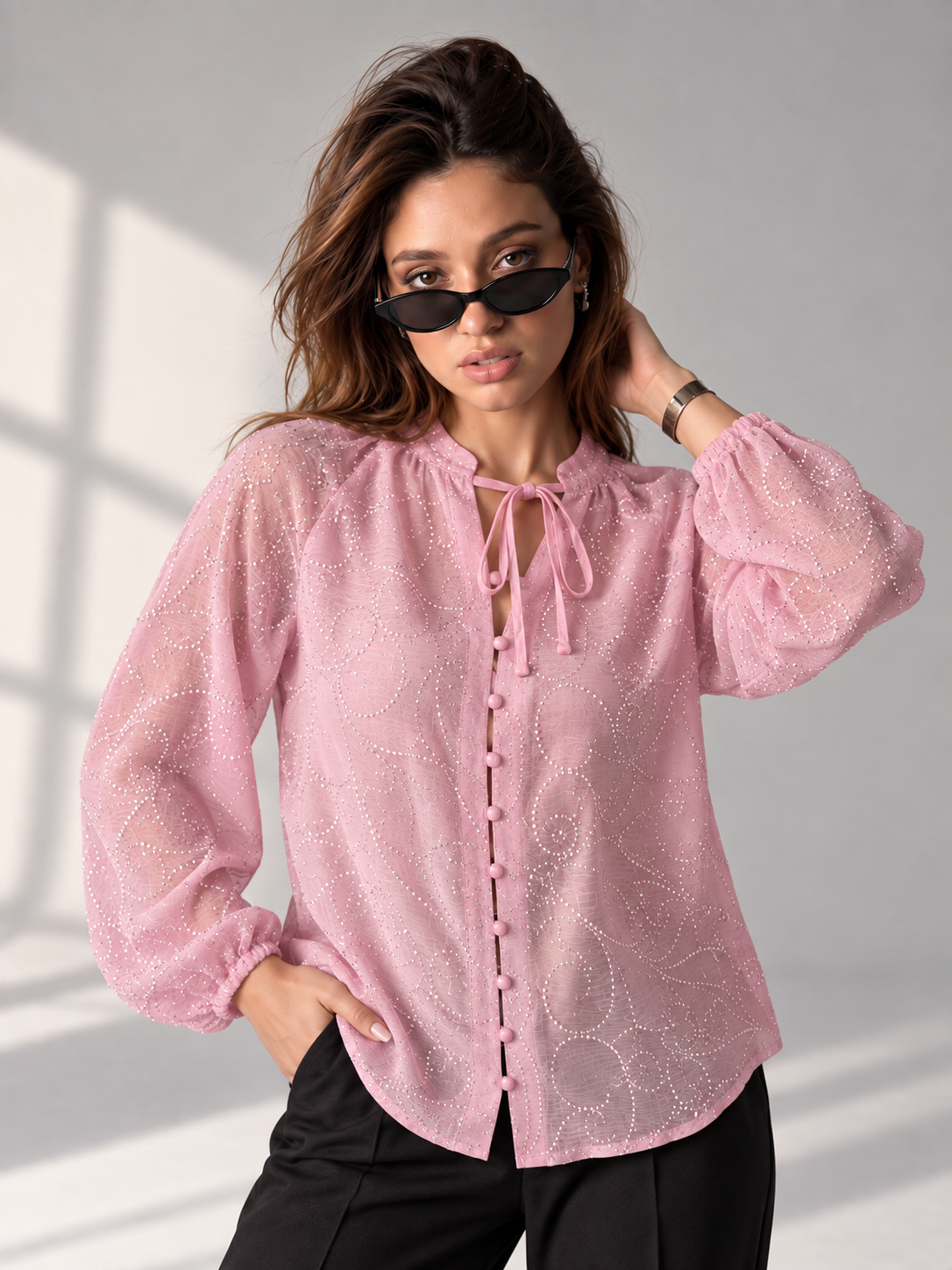 Pink Sparkle Embroidered blouse