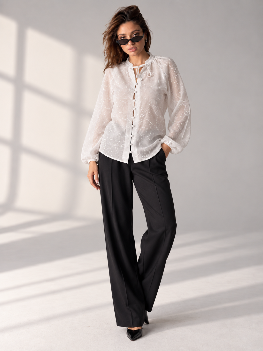 White Sparkle Embroidered blouse