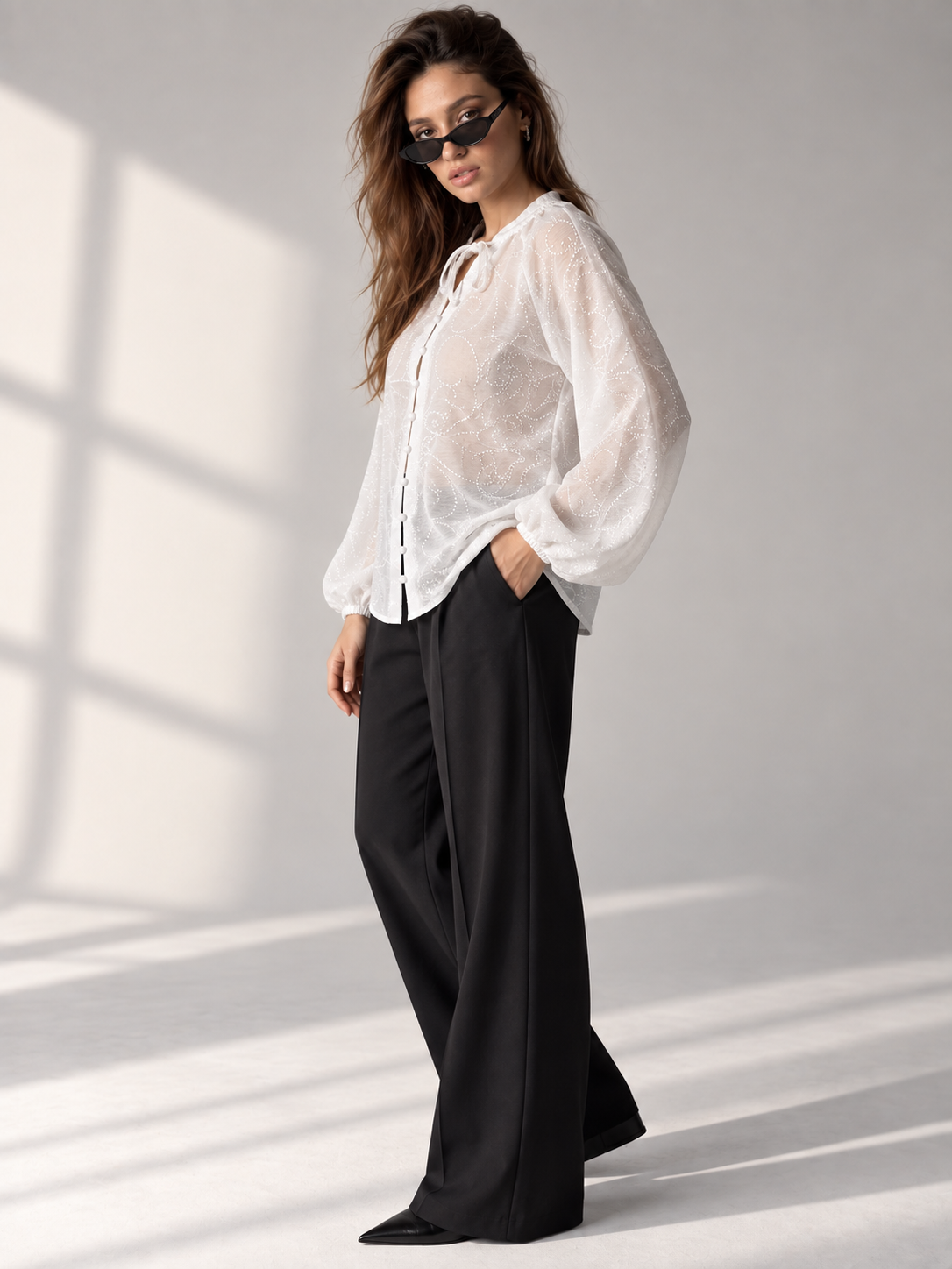 White Sparkle Embroidered blouse