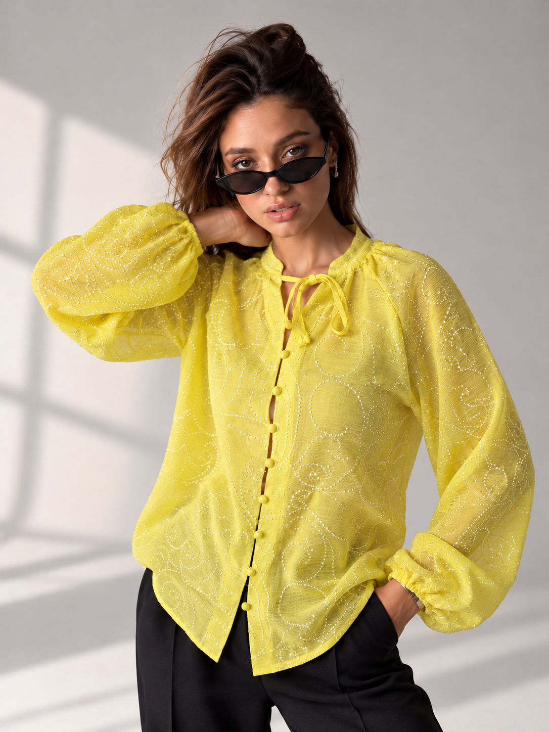 Yellow Sparkle Embroidered blouse