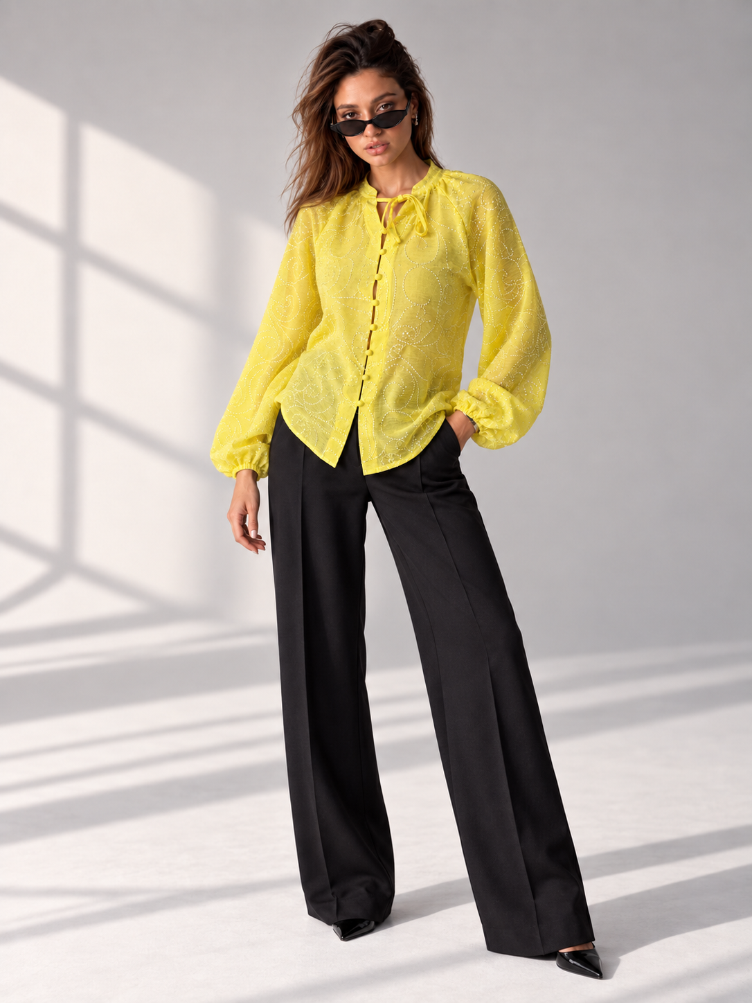 Yellow Sparkle Embroidered blouse