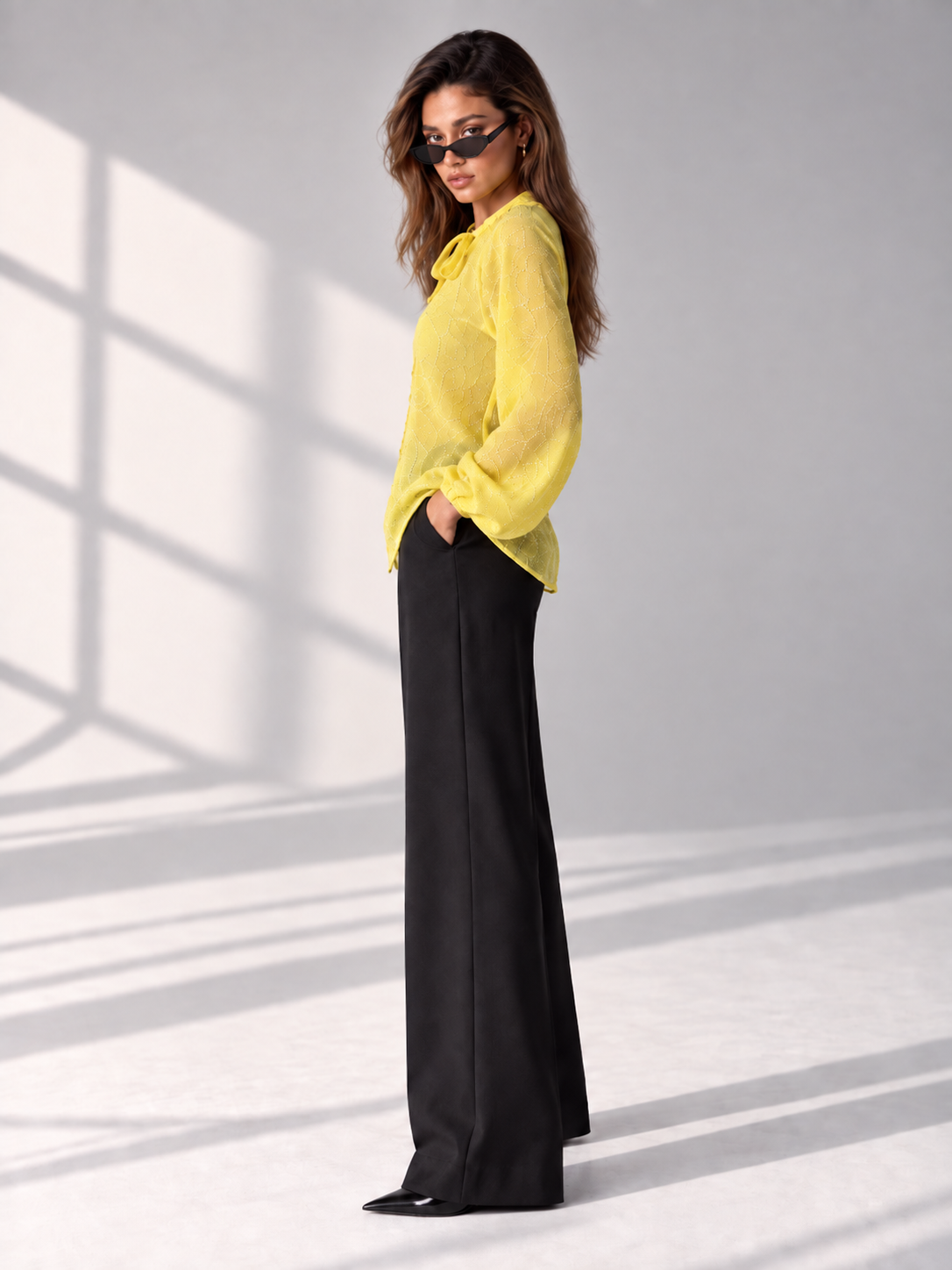 Yellow Sparkle Embroidered blouse