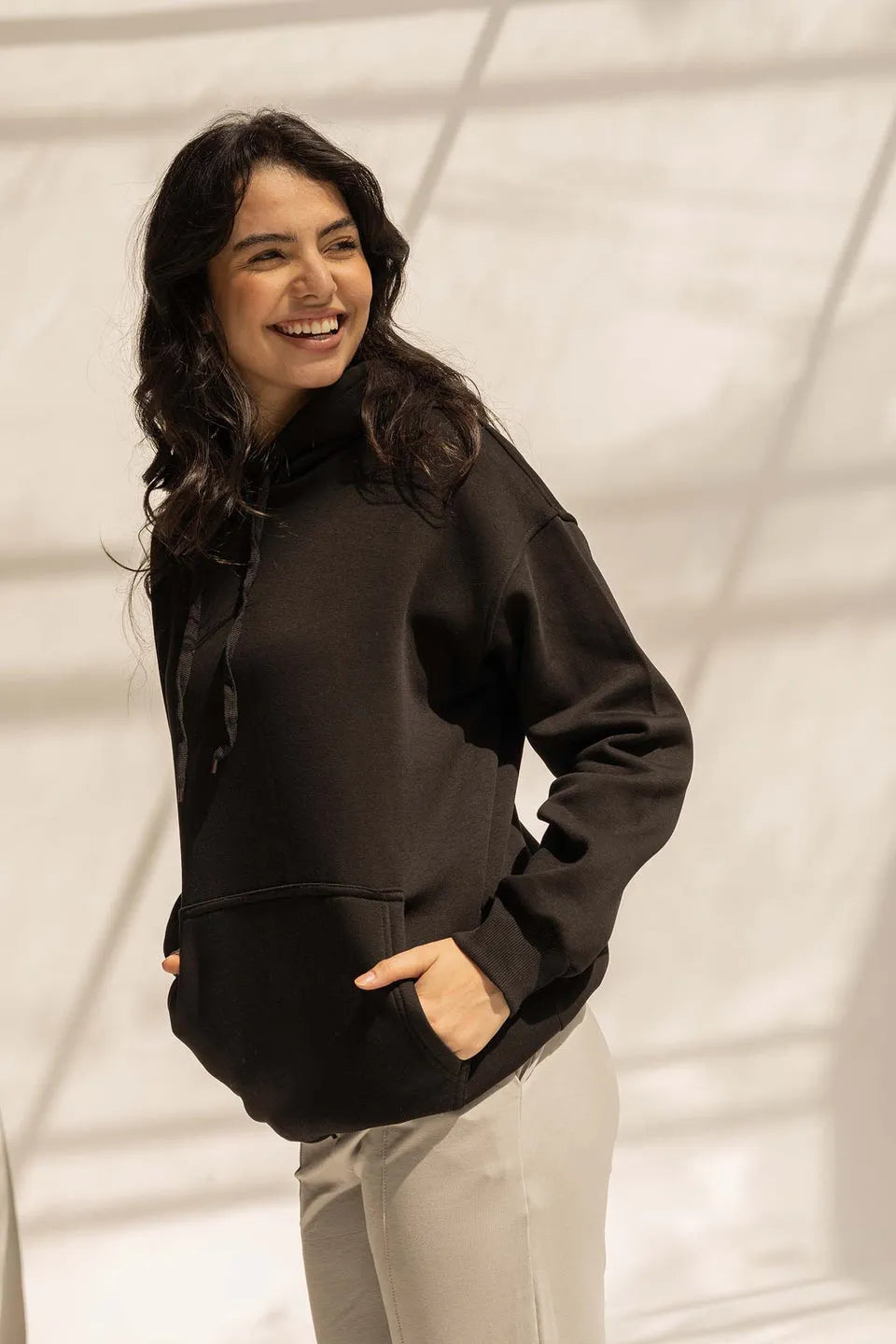 Black Oversized Plain Hoodie