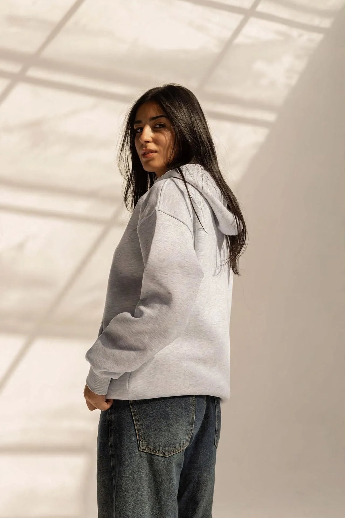 Grey Oversized Plain Hoodie