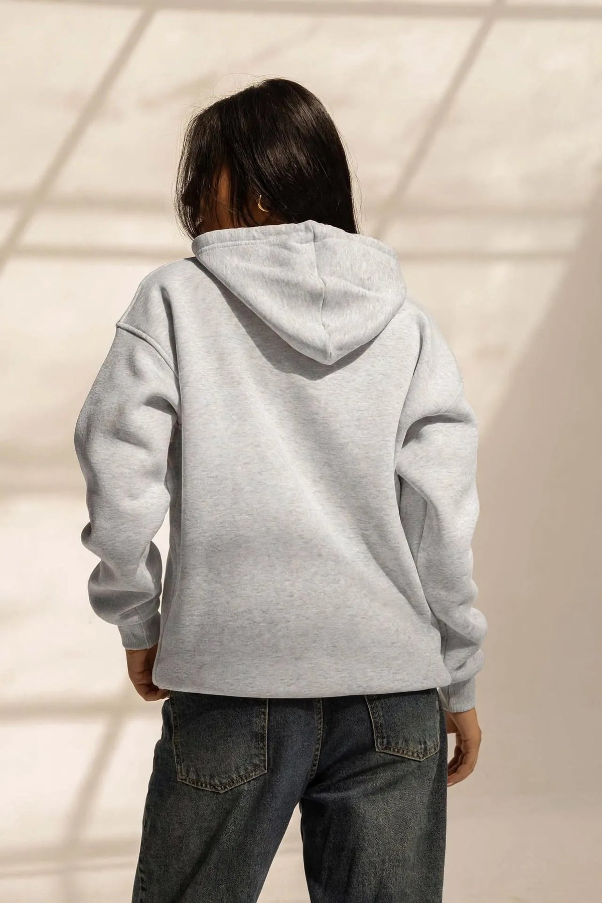 Grey Oversized Plain Hoodie
