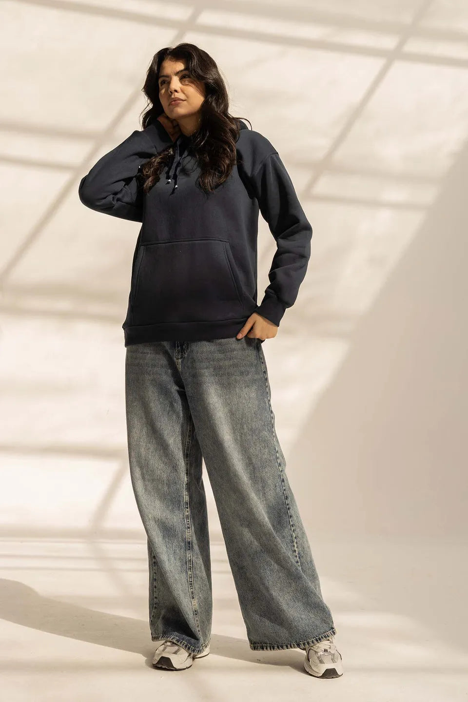 Navy Oversized Plain Hoodie