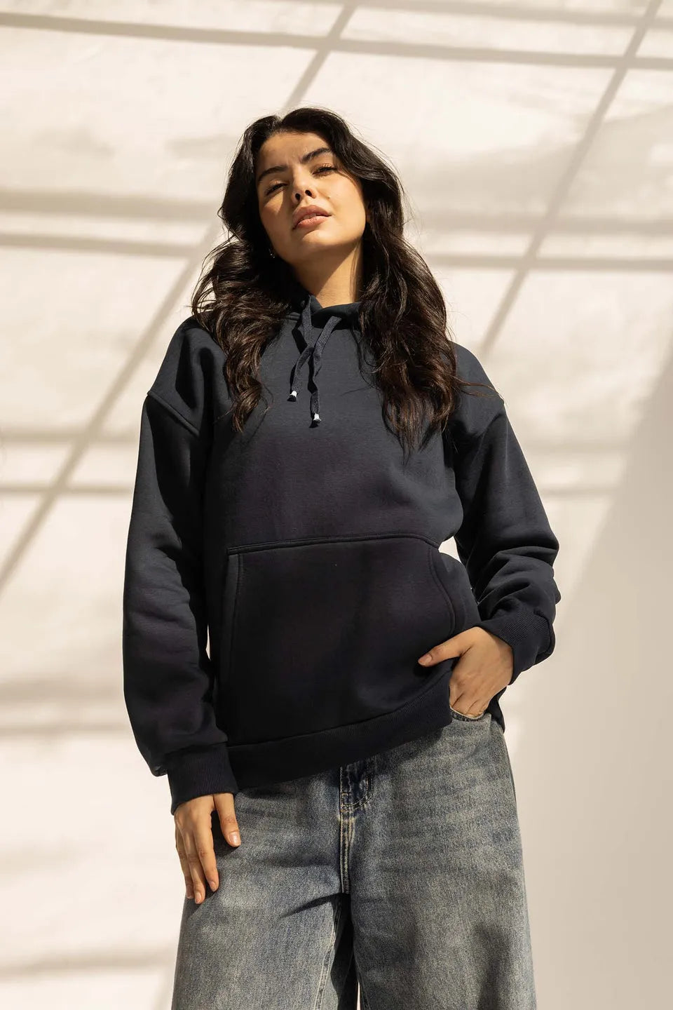 Navy Oversized Plain Hoodie