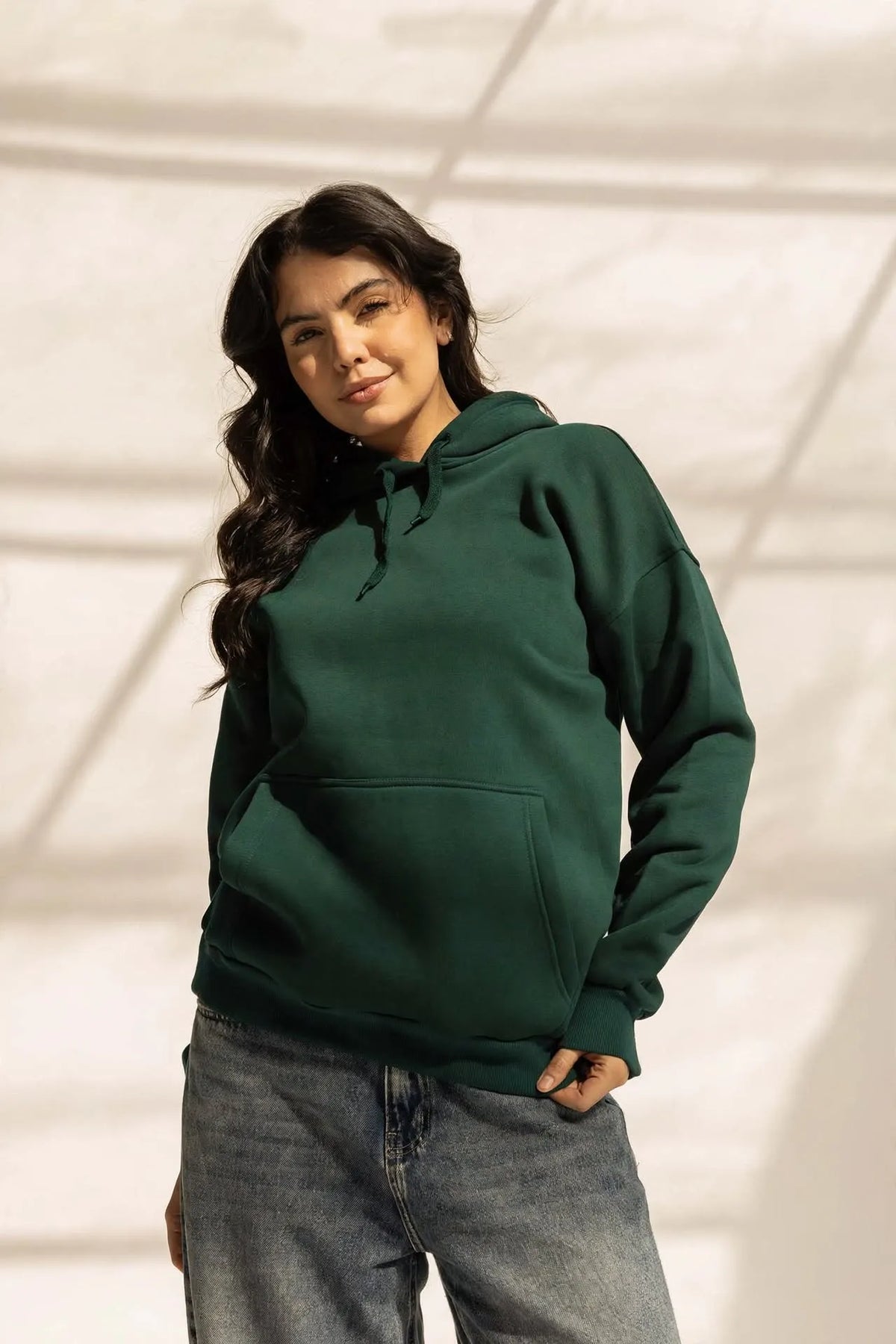 Dark Olive Oversized Plain Hoodie