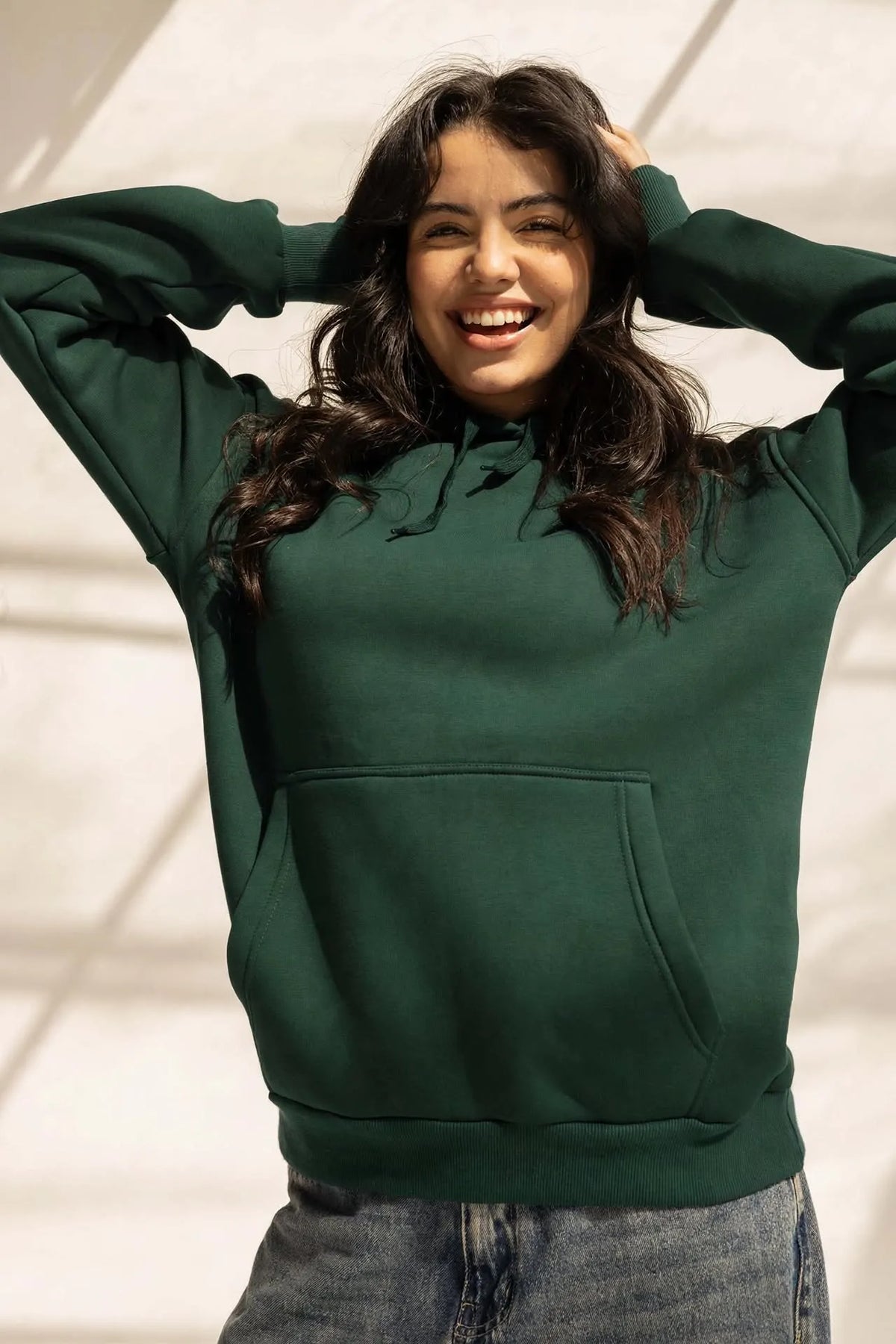 Dark Olive Oversized Plain Hoodie