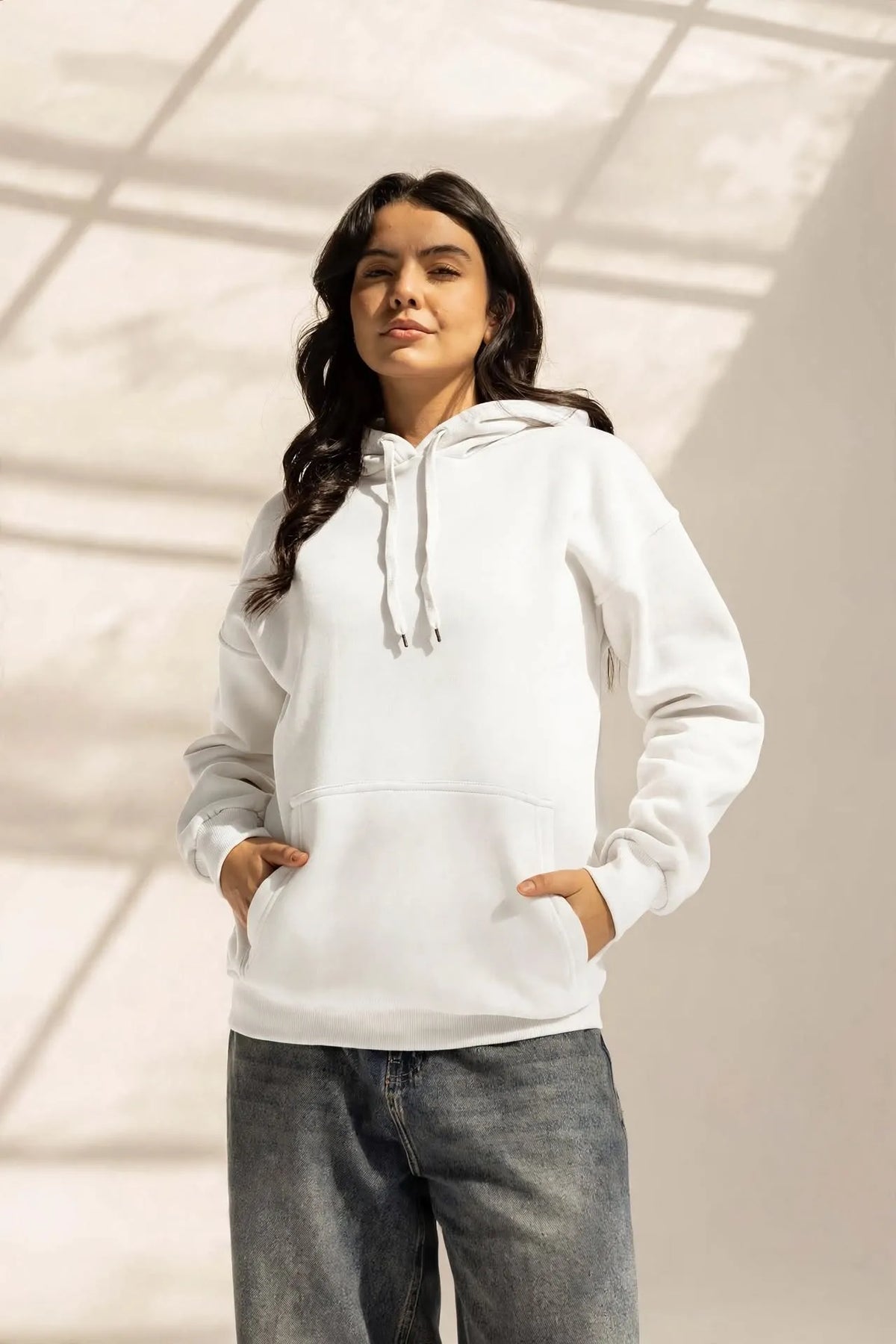 White Oversized Plain Hoodie