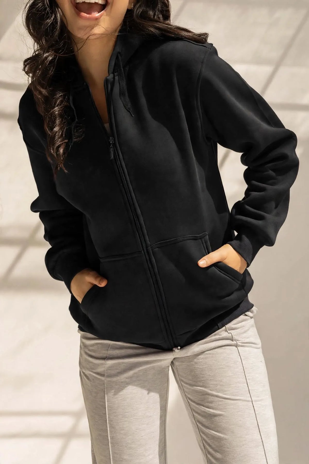Black Oversized Zipped Hoodie