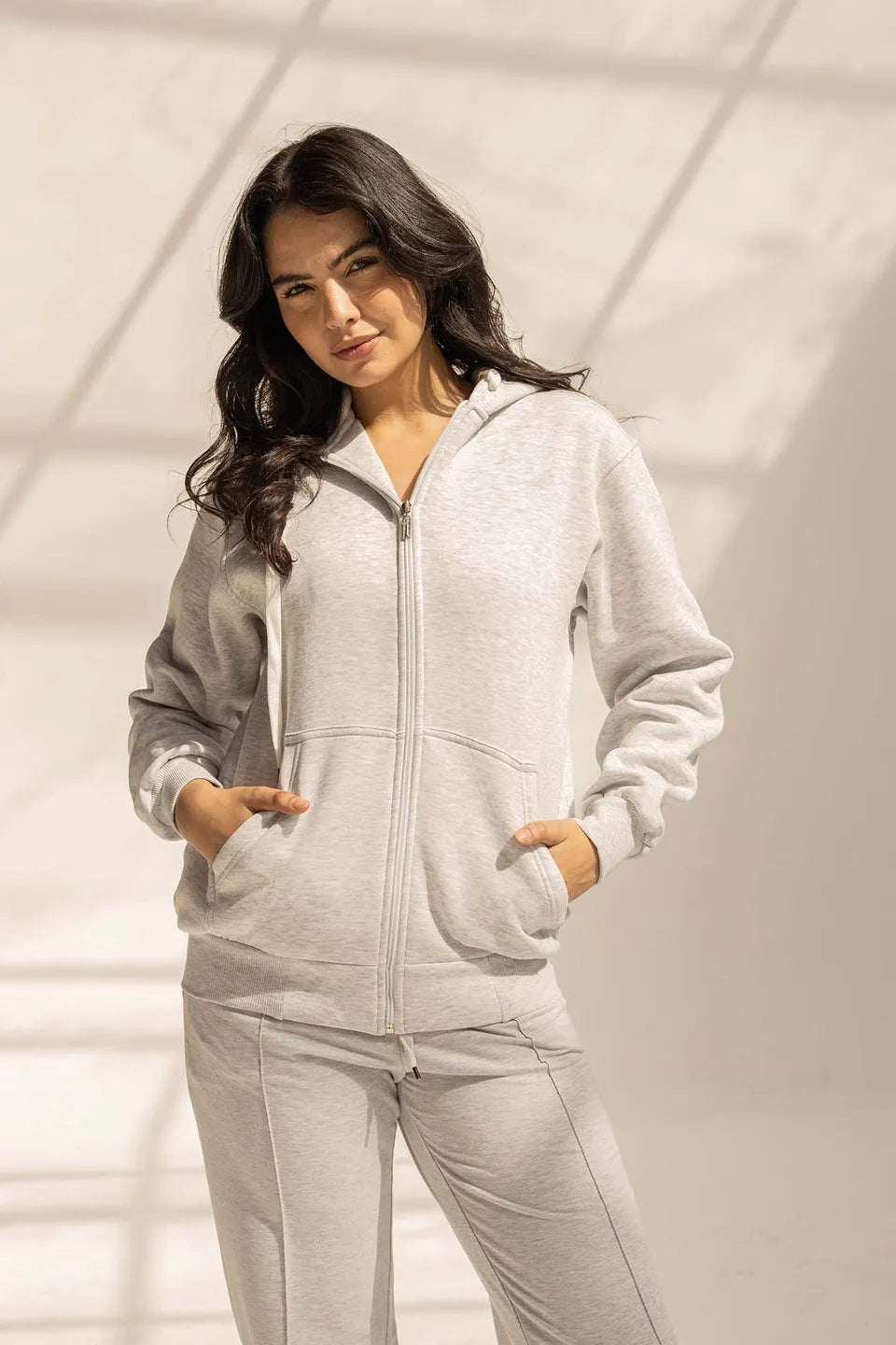 Grey Oversized Zipped Hoodie