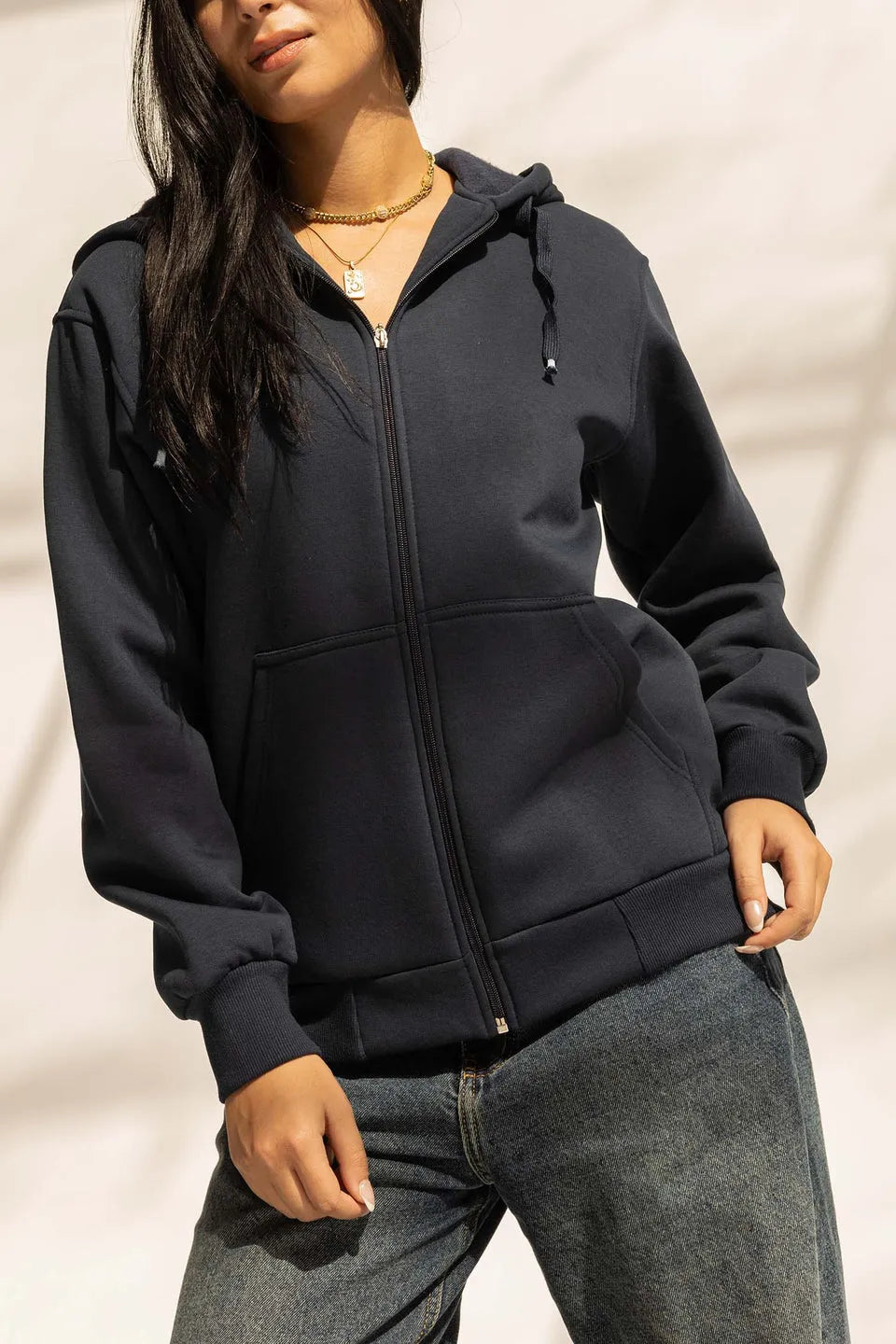 Navy Oversized Zipped Hoodie