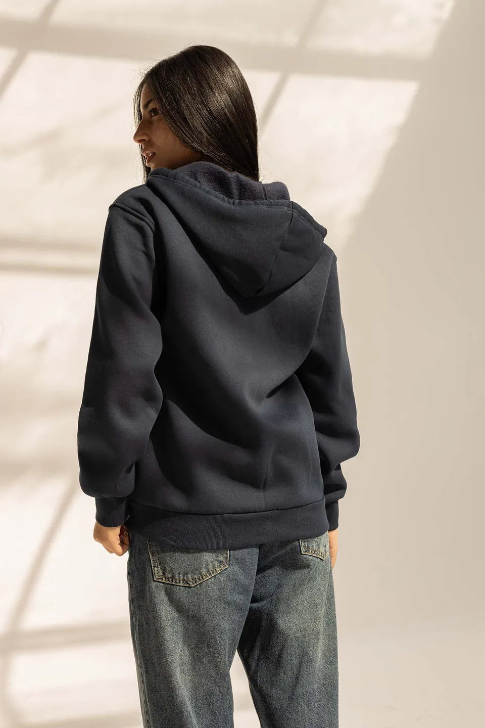 Navy Oversized Zipped Hoodie