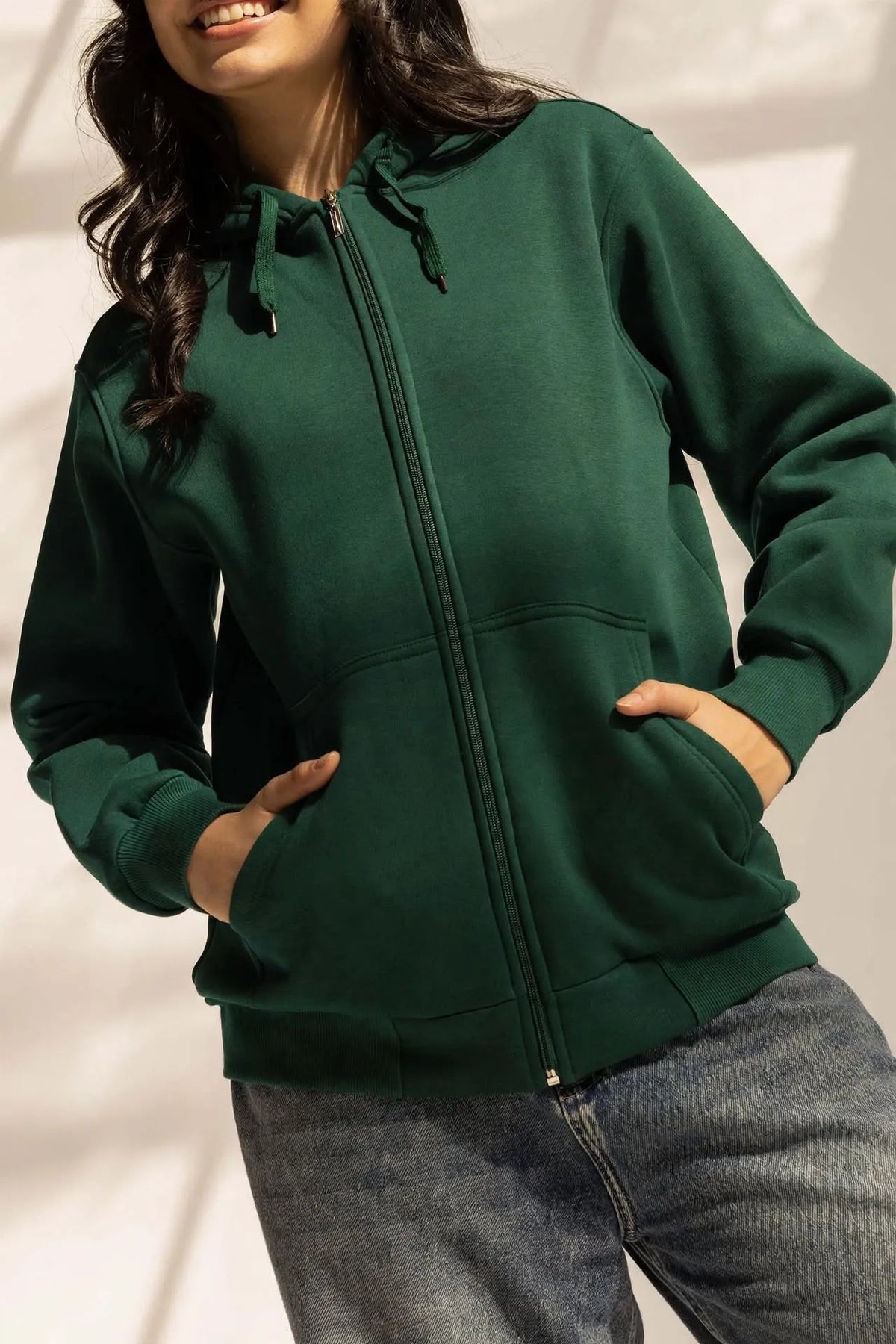 Dark Olive Oversized Zipped Hoodie