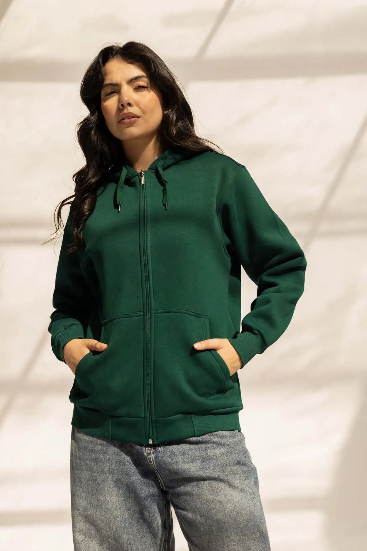 Dark Olive Oversized Zipped Hoodie