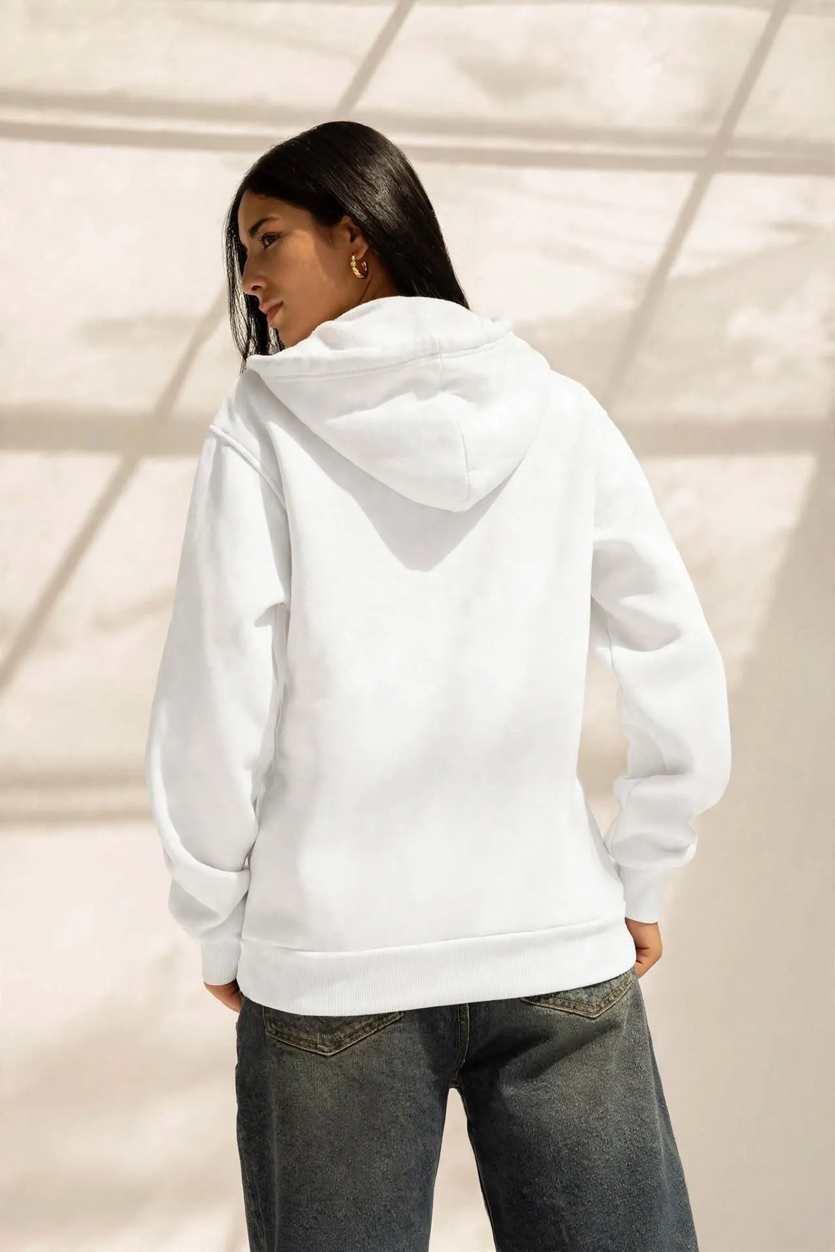 White Oversized Zipped Hoodie