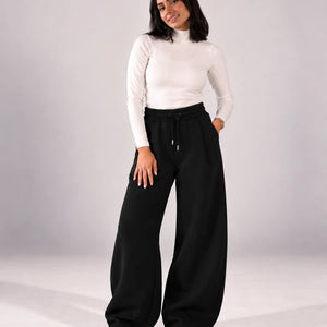 Black Balloon-Fit Wide-Leg Sweatpants