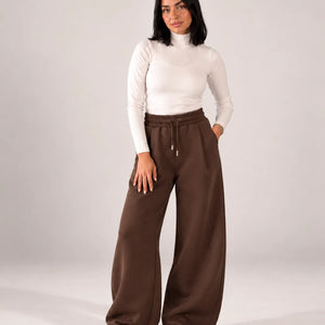 Brown Balloon-Fit Wide-Leg Sweatpants
