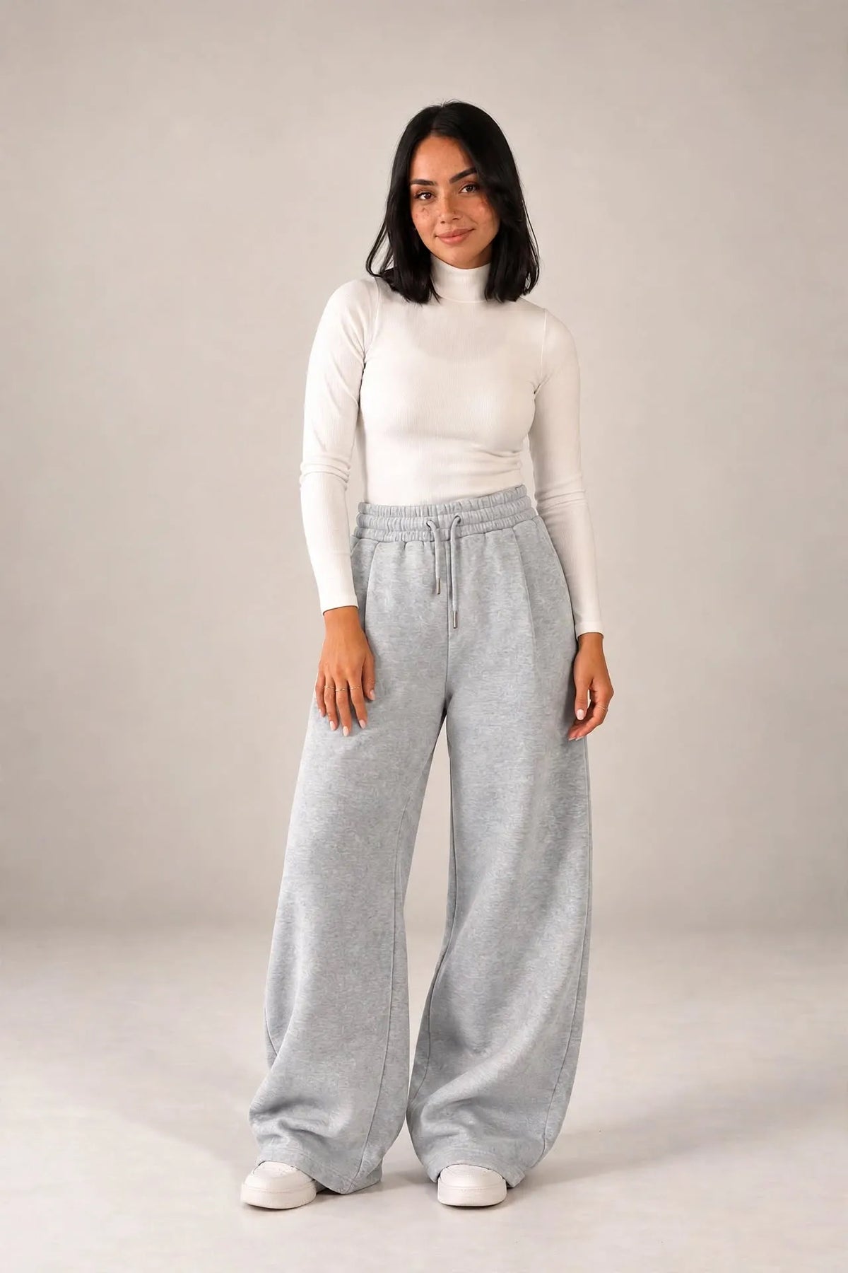 Grey Balloon-Fit Wide-Leg Sweatpants