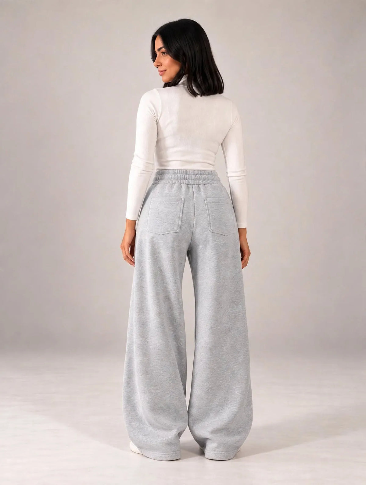 Grey Balloon-Fit Wide-Leg Sweatpants