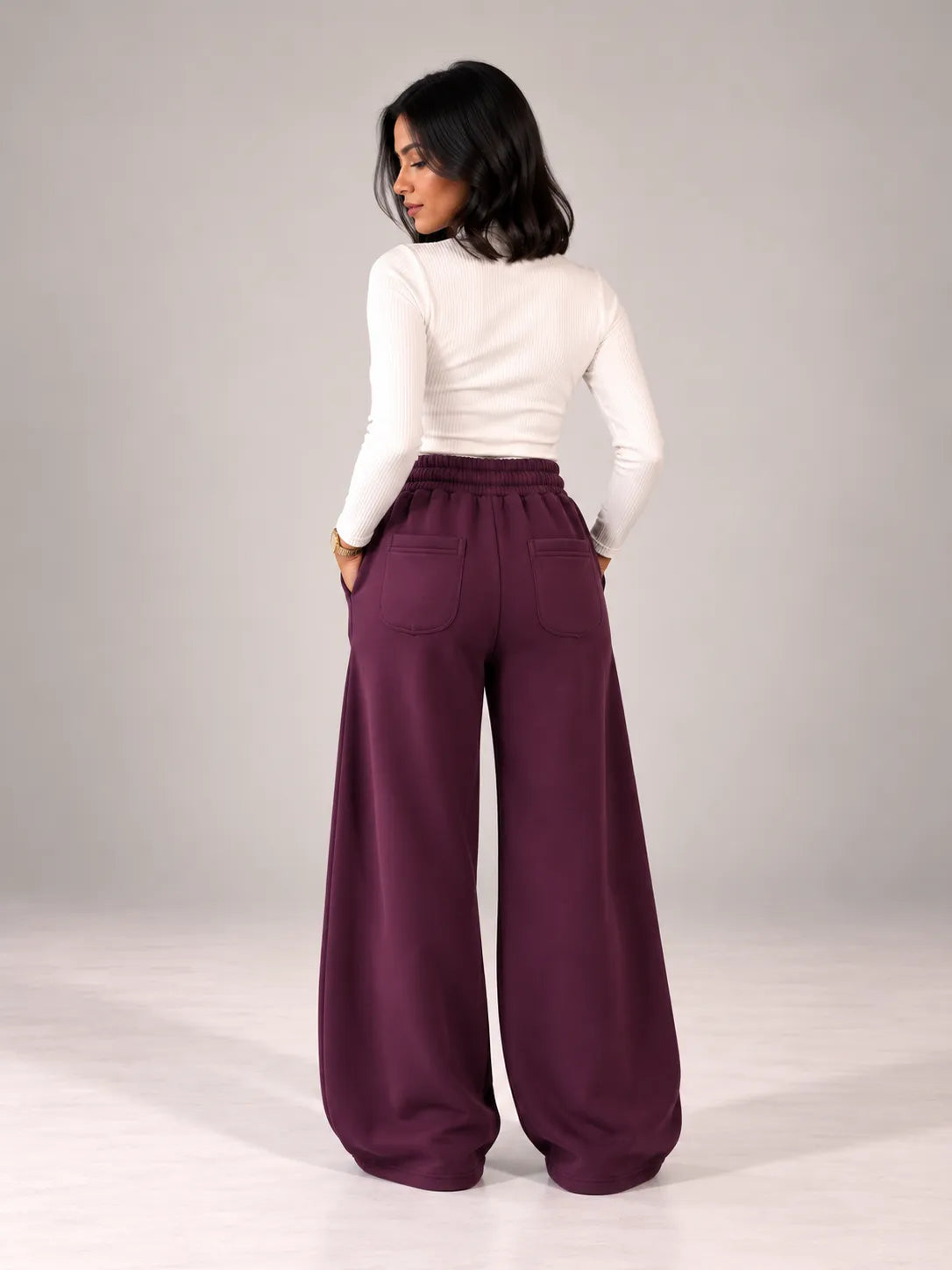 Plum Balloon-Fit Wide-Leg Sweatpants