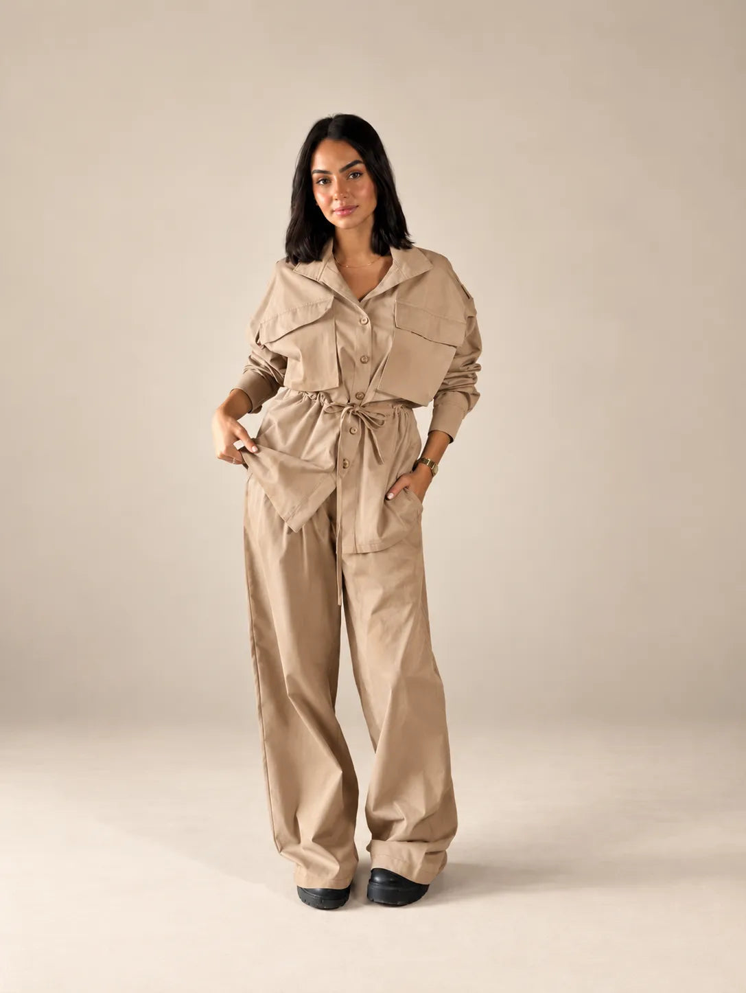Coffee Tie-Waist Pockets Set