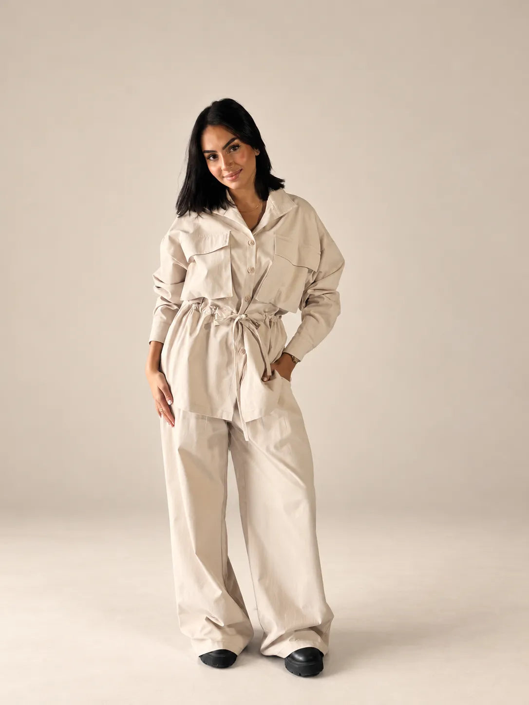 Off-White Tie-Waist Pockets Set