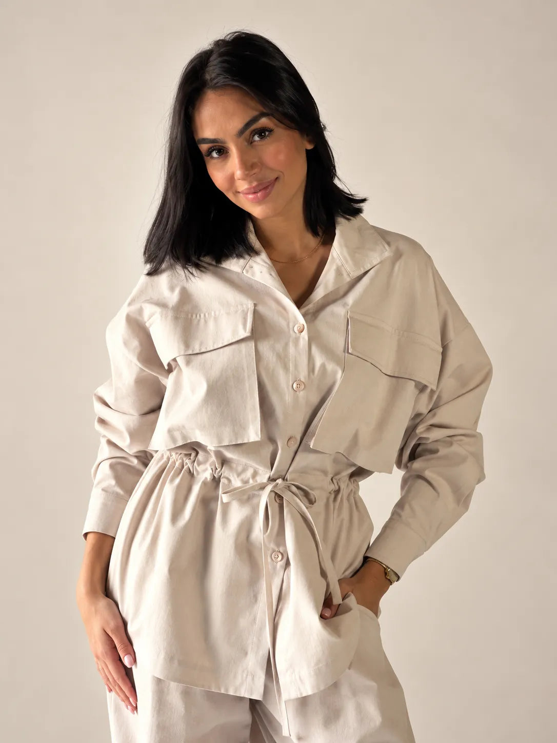 Off-White Tie-Waist Pockets Set