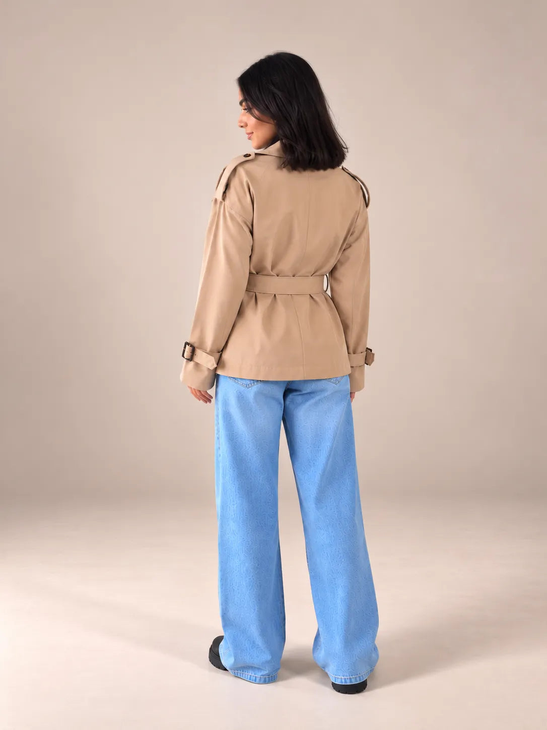 Coffee Belted Gabardine Jacket