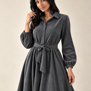 Grey Velvet Tied Dress