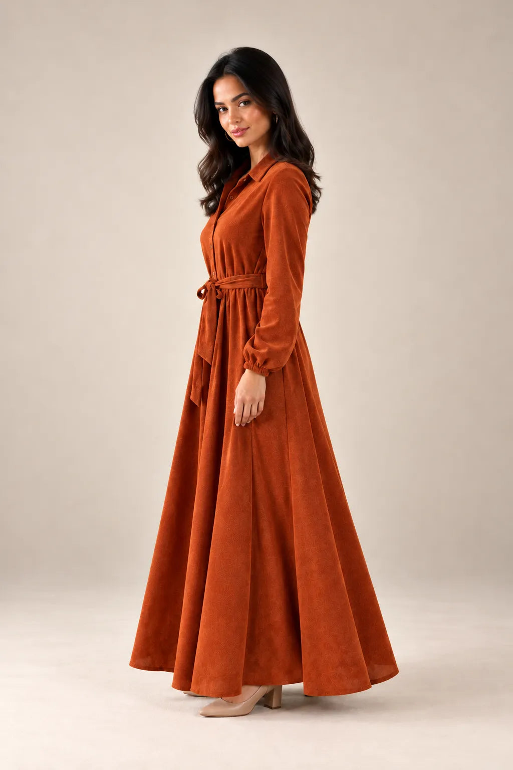 Orange Velvet Tied Dress