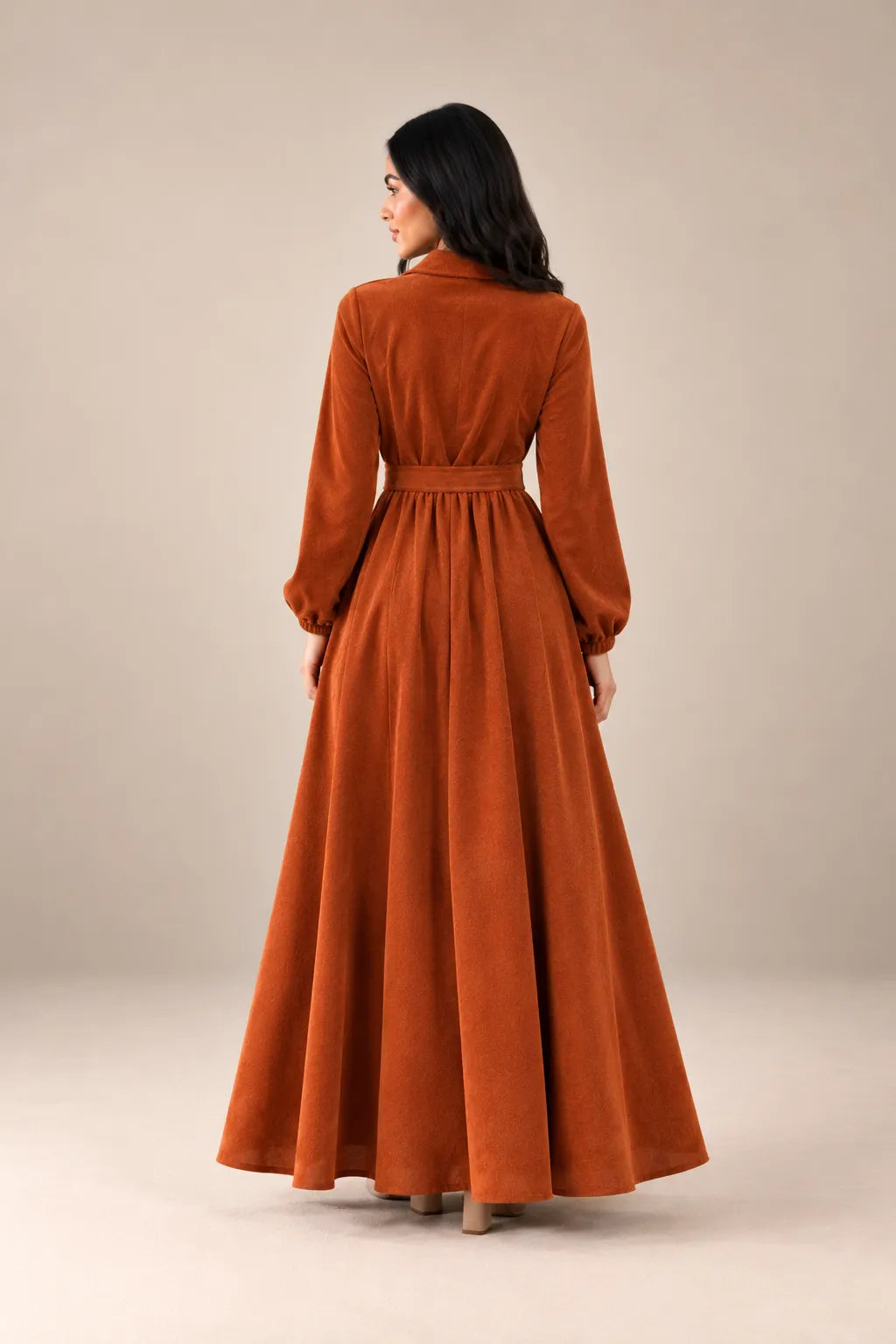 Orange Velvet Tied Dress