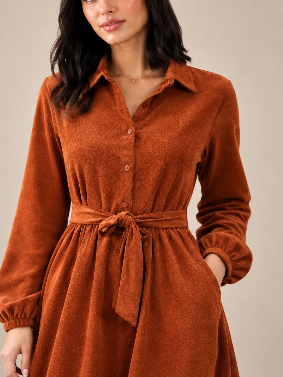 Orange Velvet Tied Dress