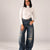 Street Style Wide-Leg Dark Jeans