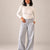 Grey Melton Fold-Over Waist Wide Leg Pants