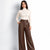 Dark Brown Faux Leather Wide-Leg Pants
